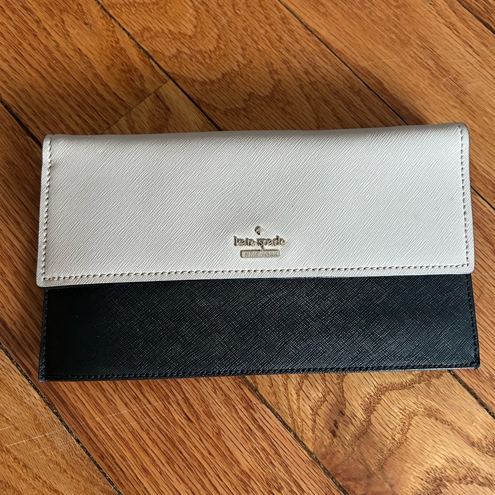 Kate Spade Black and Cream Leather Clutch